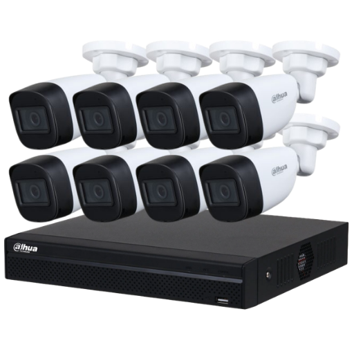 Combo Sistema de Seguridad NVR 8 canales Dahua con 8 cámaras IP PoE